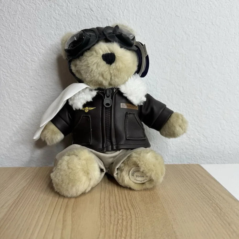 Starbucks Coffee Bearista Aviator Pilot 32nd Edition 2004 Plush Teddy Bear 9”